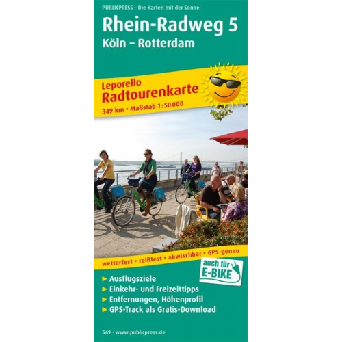 Rhein-Radweg 5 Köln - Rotterdam Radwanderkarte 1 : 50 000