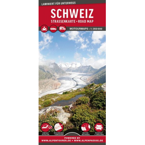 MoTourMaps Schweiz Auto- und Motorradkarte 1:350.000