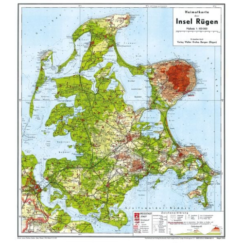 Historische Karte: Insel Rügen 1949 (gerollt)