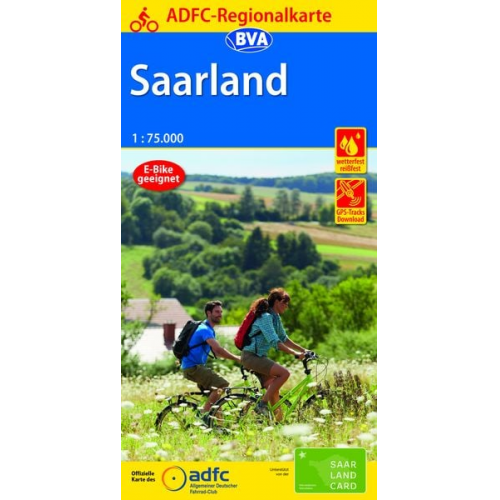 ADFC-Regionalkarte Saarland, 1:75.000, mit Tagestourenvorschlägen, reiß- und wetterfest, E-Bike-geeignet, GPS-Tracks Download
