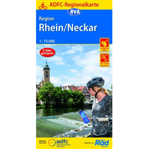 ADFC-Regionalkarte Region Rhein/Neckar, 1:75.000, mit Tagestourenvorschlägen, reiß- und wetterfest, E-Bike-geeignet, GPS-Tracks Download