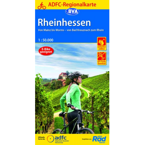 ADFC-Regionalkarte Rheinhessen, 1:50.000, mit Tagestourenvorschlägen, reiß- und wetterfest, E-Bike-geeignet, GPS-Tracks Download