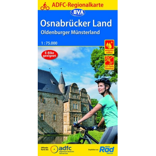 ADFC-Regionalkarte Osnabrücker Land /Oldenburger Münsterland mit Tagestouren-Vorschlägen, 1:75.000, reiß- und wetterfest, GPS-Tracks Download