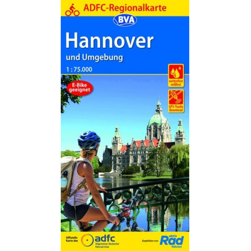 ADFC-Regionalkarte Hannover und Umgebung, 1:75.000, mit Tagestourenvorschlägen, reiß- und wetterfest, E-Bike-geeignet, GPS-Tracks Download