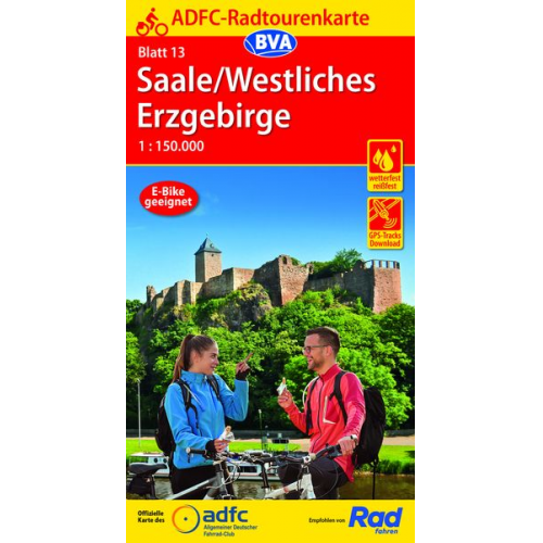 ADFC-Radtourenkarte 13 Saale /Westliches Erzgebirge 1:150.000, reiß- und wetterfest, E-Bike geeignet, GPS-Tracks Download