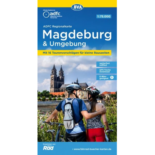 ADFC-Regionalkarte Magdeburg & Umgebung, 1:75.000, mit Tagestourenvorschlägen, reiß- und wetterfest, E-Bike-geeignet, GPS-Tracks-Download