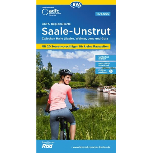 ADFC-Regionalkarte Saale-Unstrut, 1:75.000, mit Tagestourenvorschlägen, reiß- und wetterfest, E-Bike-geeignet, GPS-Tracks Download