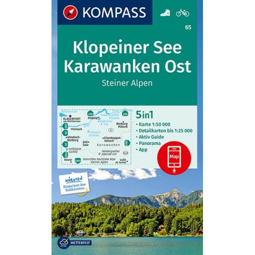 KOMPASS Wanderkarte 65 Klopeiner See, Karawanken Ost, Steiner Alpen 1:50.000