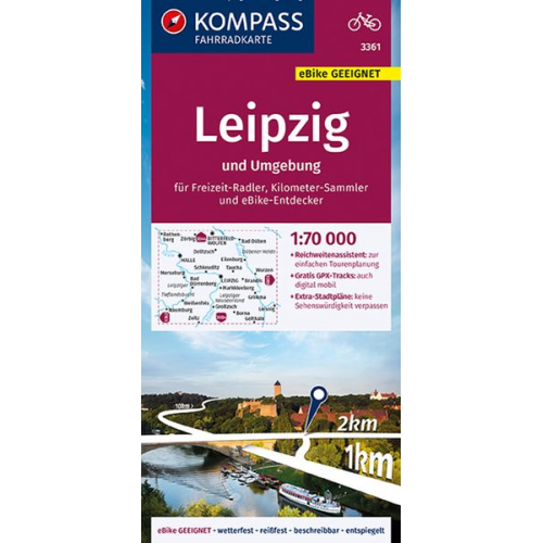 KOMPASS Fahrradkarte 3361 Leipzig und Umgebung 1:70.000