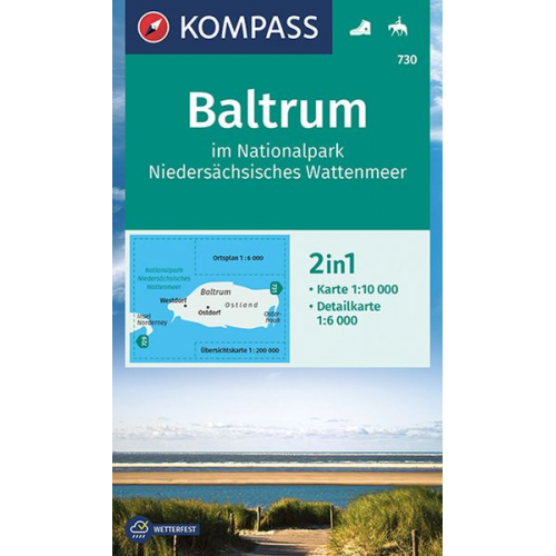 KOMPASS Wanderkarte 730 Baltrum im Nationalpark Niedersächsisches Wattenmeer 1:10.000