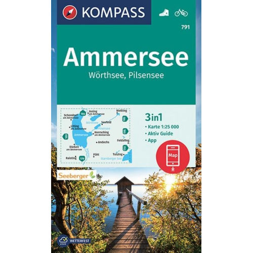 KOMPASS Wanderkarte 791 Ammersee, Wörthsee, Pilsensee 1:25.000