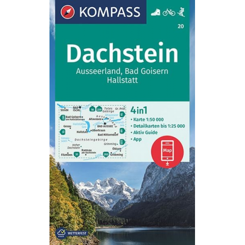 KOMPASS Wanderkarte 20 Dachstein, Ausseerland, Bad Goisern, Hallstatt 1:50.000