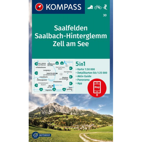 KOMPASS Wanderkarte 30 Saalfelden, Saalbach-Hinterglemm, Zell am See 1:50.000