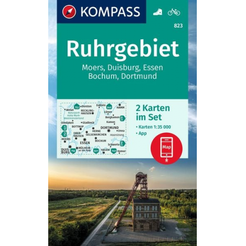 KOMPASS Wanderkarten-Set 823 Ruhrgebiet (2 Karten) 1:35.000