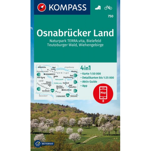 KOMPASS Wanderkarte 750 Osnabrücker Land, NP TERRA.vita, Bielefeld, Teutoburger Wald, Wiehengeb. 1:50.000