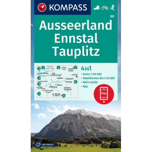 KOMPASS Wanderkarte 68 Ausseerland, Ennstal, Tauplitz 1:50.000