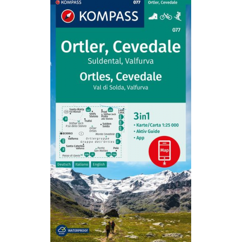 KOMPASS Wanderkarte 077 Ortler, Cevedale, Suldental, Valfurva / Ortles, Cevedale, Val di Solda, Valfura 1:25.000