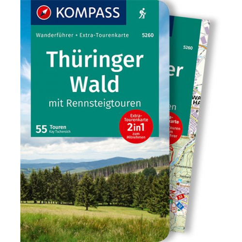 Kay Tschersich - KOMPASS Wanderführer Thüringer Wald mit Rennsteigtouren, 55 Touren mit Extra-Tourenkarte