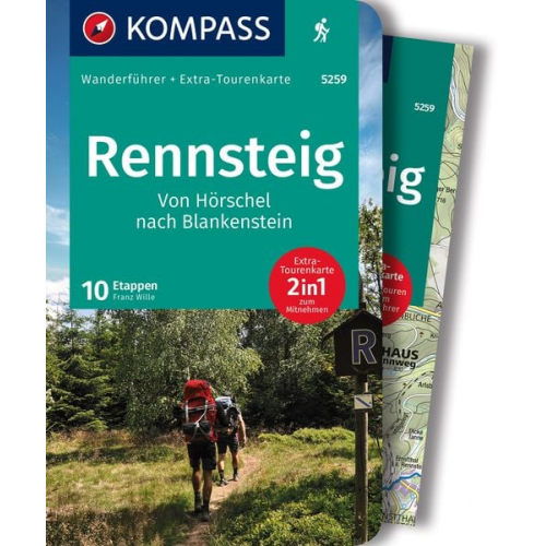 Franz Wille - KOMPASS Wanderführer Rennsteig, 10 Etappen mit Extra-Tourenkarte