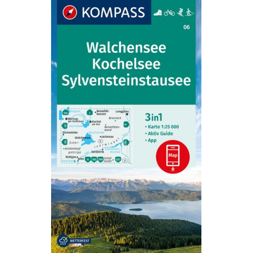 KOMPASS Wanderkarte 06 Walchensee, Kochelsee, Sylvensteinstausee 1:25.000