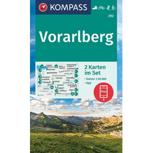 KOMPASS Wanderkarten-Set 292 Vorarlberg (2 Karten) 1:50.000