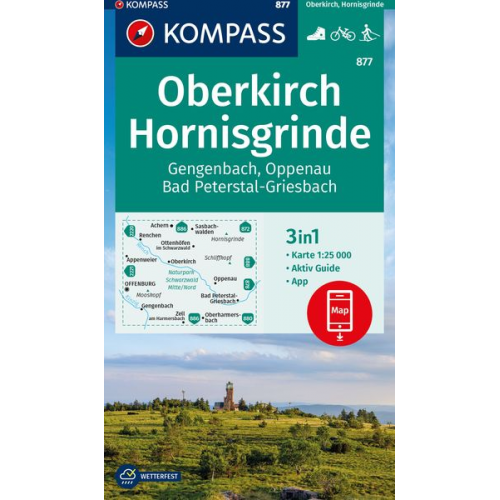 KOMPASS Wanderkarte 877 Oberkirch, Hornisgrinde, Gengenbach, Oppenau, Bad Peterstal-Griesbach 1:25.000