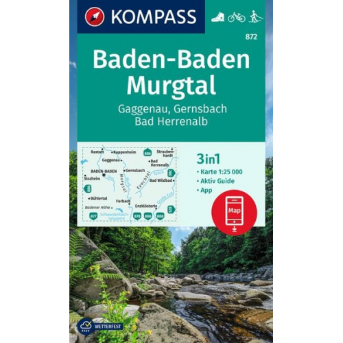 KOMPASS Wanderkarte 872 Baden-Baden, Murgtal, Gaggenau, Gernsbach, Bad Herrenalb 1:25.000