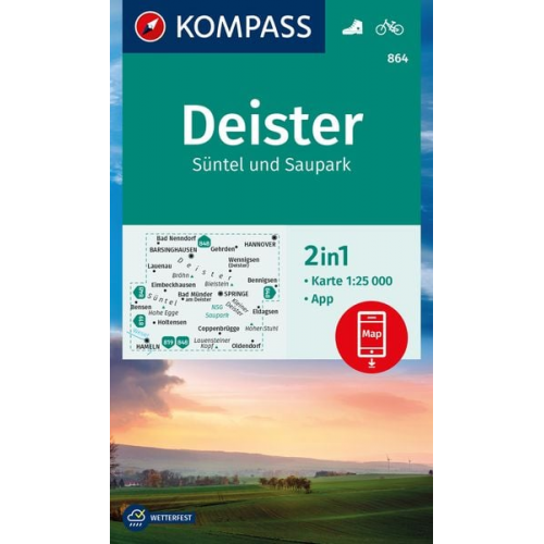 KOMPASS Wanderkarte 864 Deister, Süntel und Saupark 1:25.000