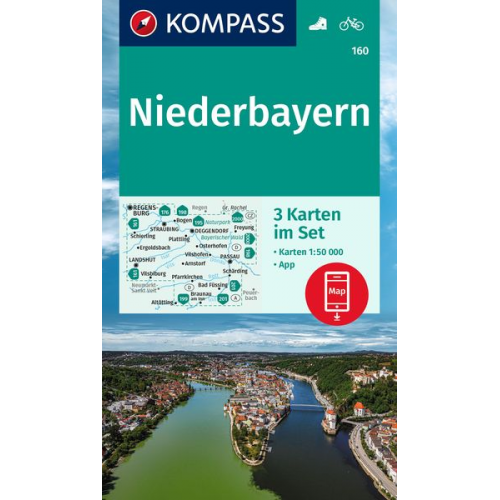 KOMPASS Wanderkarten-Set 160 Niederbayern (3 Karten) 1:50.000