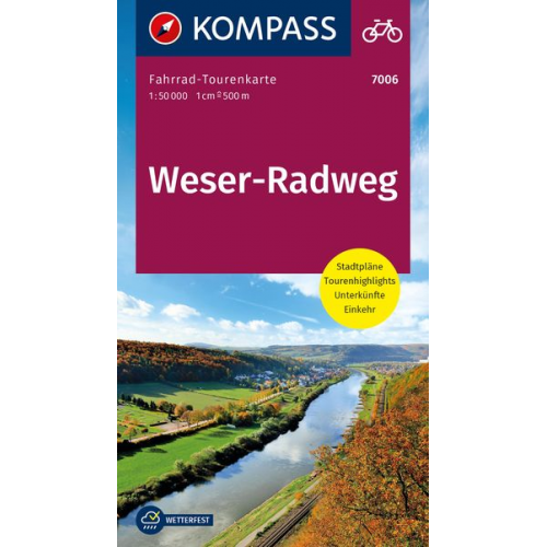 KOMPASS Fahrrad-Tourenkarte Weserradweg 1:50.000