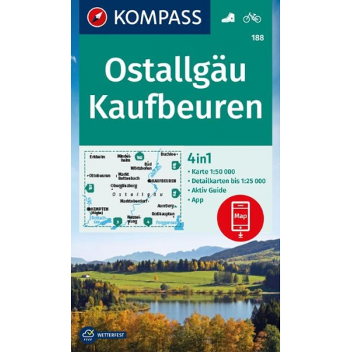 KOMPASS Wanderkarte 188 Ostallgäu, Kaufbeuren 1:50.000