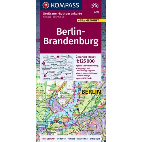 KOMPASS Großraum-Radtourenkarte 3703 Berlin-Brandenburg 1:125.000