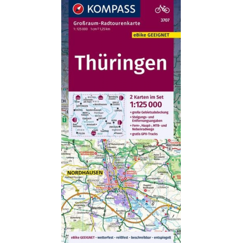 KOMPASS Großraum-Radtourenkarte 3707 Thüringen 1:125.000