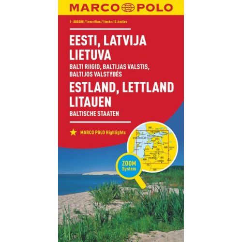 MARCO POLO Länderkarte Estland, Lettland, Litauen, Baltische Staaten 1: 800 000