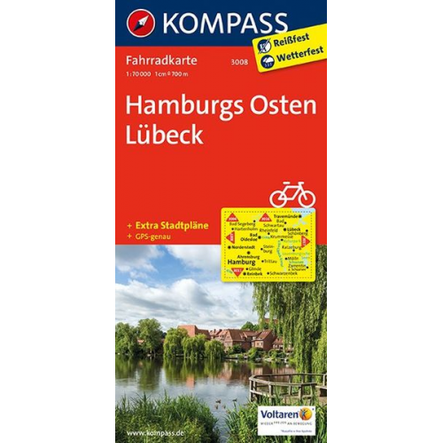 KOMPASS Fahrradkarte Hamburgs Osten, Lübeck 1:70000