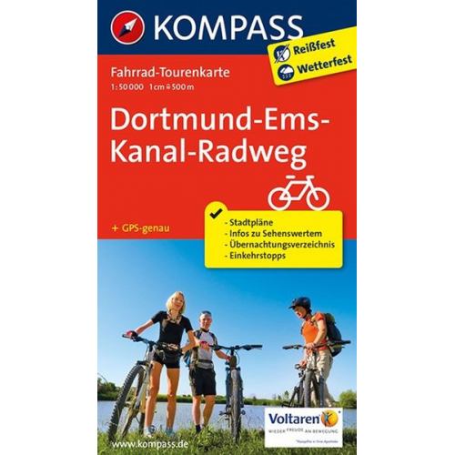 KOMPASS Fahrrad-Tourenkarte Dortmund-Ems-Kanal-Radweg 1:50.000