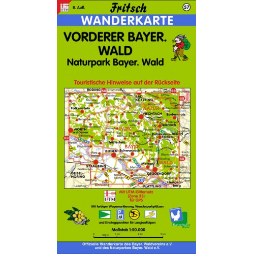 Vorderer Bayerischer Wald / Naturpark Bayerischer Wald 1 : 50 000. Fritsch Wanderkarte