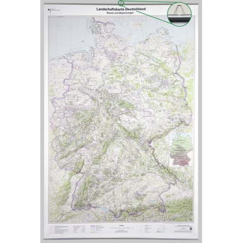 BKG-Bundesamt für Kartographie und Geodäsie - Poster Landschaftskarte Deutschland 1:750 000 mit Bestäbung