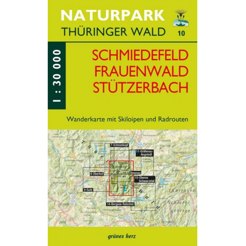 Naturpark Thüringer Wald 10. Schmiedefeld, Frauenwald, Stützerbach 1 : 30 000 Wanderkarte