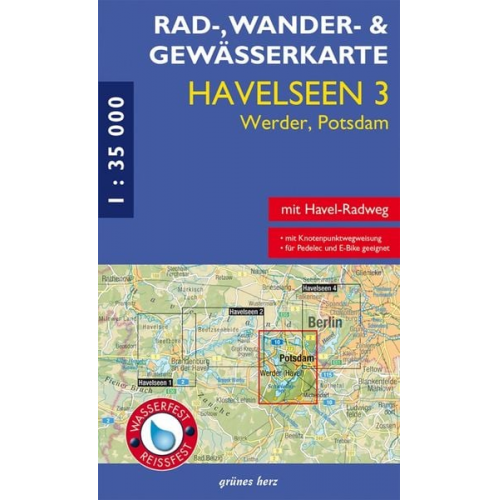 Rad-, Wander- und Gewässerkarte Havelseen 3 Werder/Potsdam 1:35 000