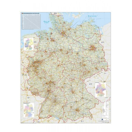 Heinrich Stiefel - Verkehrswegekarte Deutschland. Wandkarte / Poster gerollt im Kunststoffrohr