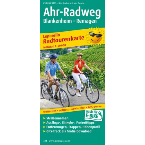 Ahr-Radweg, Blankenheim - Remagen 1 : 50 000