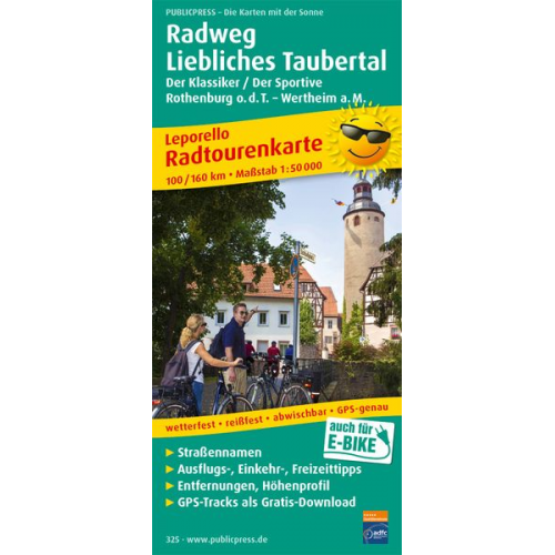 Radweg Liebliches Taubertal, Rothenburg o.d.T. - Wertheim a. M. 1 : 50 000