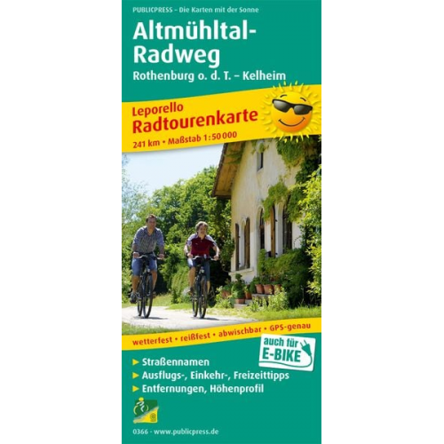 Radwanderkarte Altmühltal-Radweg, Rothenburg o. d. T. - Kelheim 1 : 50 000