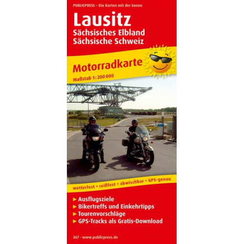 Motorradkarte Lausitz, Sächsisches Elbland - Sächsische Schweiz 1 : 200 000