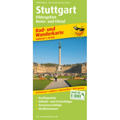 Stuttgart, Fildergebiet - Remstal Rad/Wanderkarte