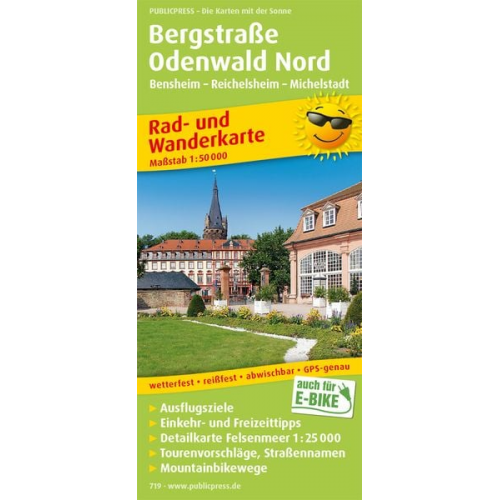 Bergstraße Odenwald Nord, Bensheim - Reichelsheim - Michelstadt 1 : 50 000 Rad- und Wanderkarte