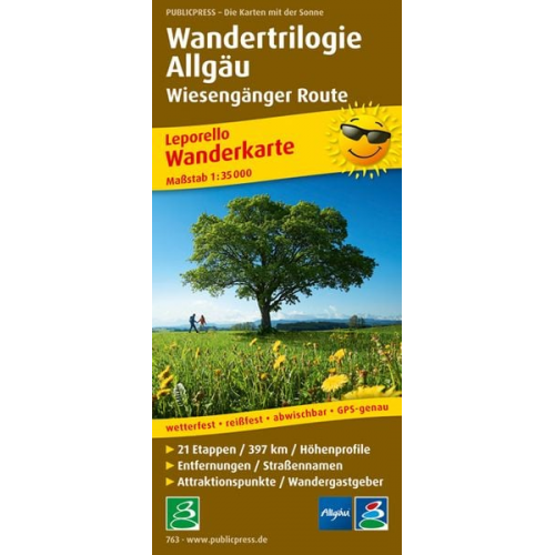 Wanderkarte Wandertrilogie Allgäu - Wiesengänger 1 : 35 000