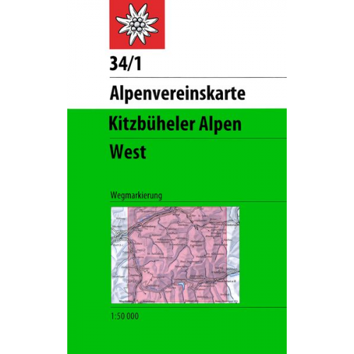 DAV Alpenvereinskarte 34/1 Kitzbüheler Alpen West 1 : 50 000 Wegmarkierungen