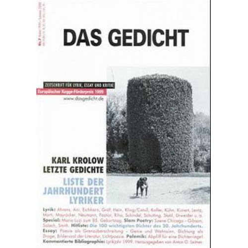 Thomas Kling Karl Krolow Mario Luzi - Das Gedicht. Zeitschrift /Jahrbuch für Lyrik, Essay und Kritik / DAS GEDICHT Nr. 7